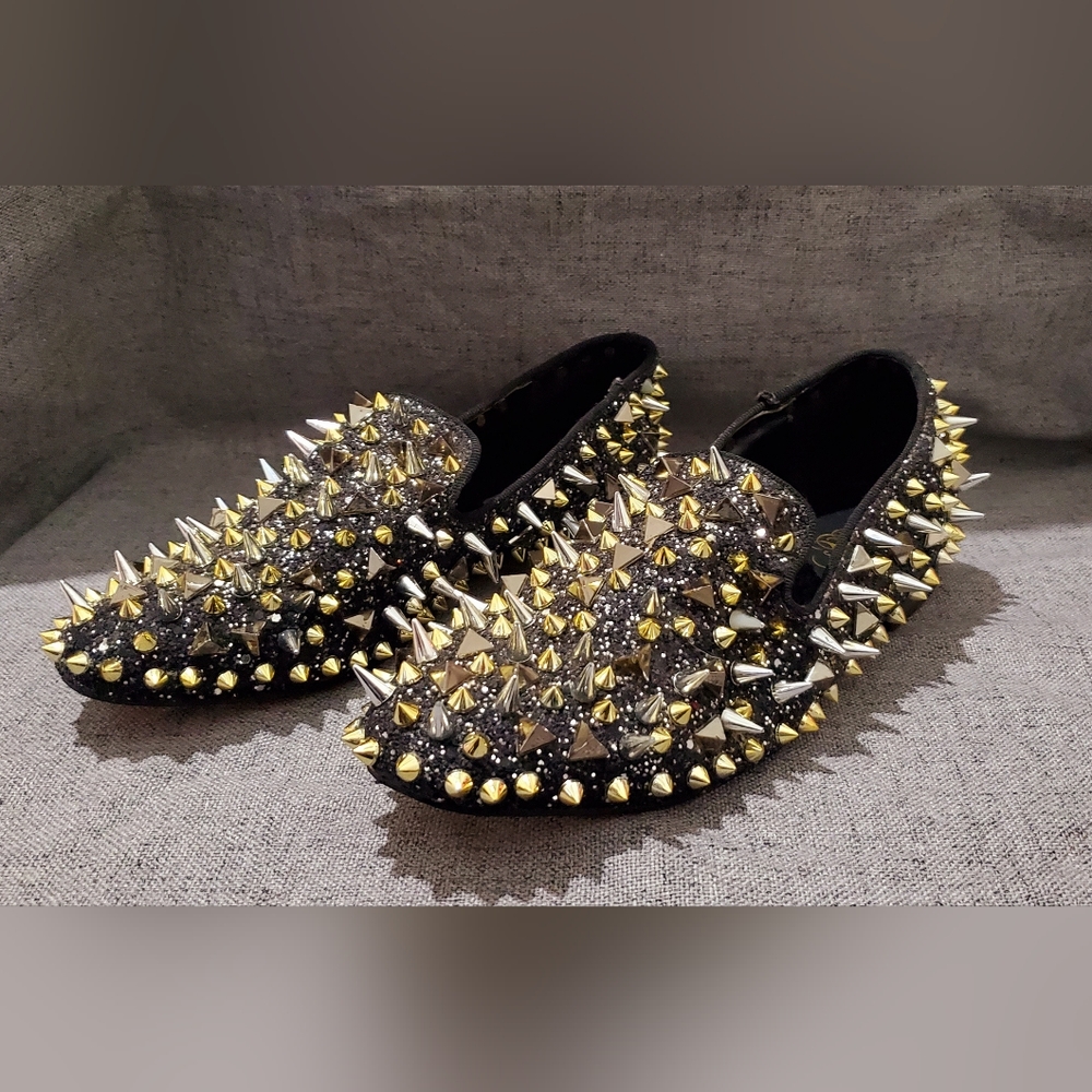 Spiked glittered  loafers